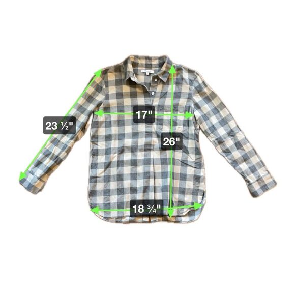 Madewell Tan Gray Flannel Quarter Button Oversized Ex Boyfriend Shirt Size S - Picture 5 of 5